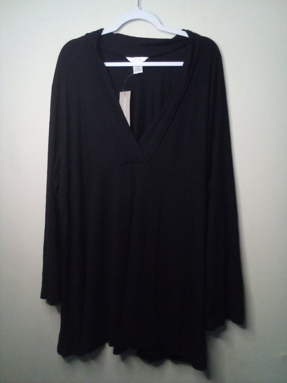 Gilliian Grey Blouse Women 2X Long Sleeve V-Neck Soft Stretch Black